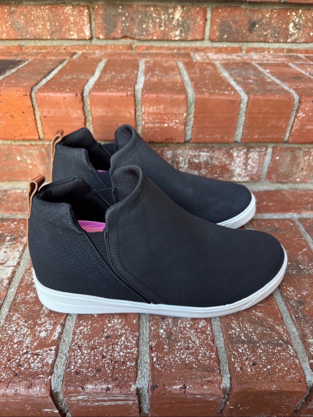 Ryka Vera Black Suede Wedge Slip On Ankle Booties Sneakers Women's Size 10